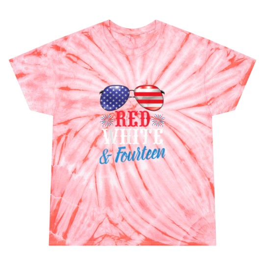 Discover Fireworks US Glasses Red White amp Fourteen Years Old Birthday Tie Dye T-Shirts