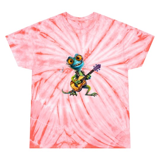 Discover Cartoon Chameleon Plays The Guitar Tie Dye T-Shirts