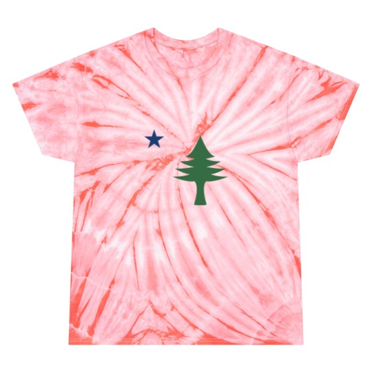 Discover Maine 1901 Original Tree and Star Flag Active Tie Dye T Shirts
