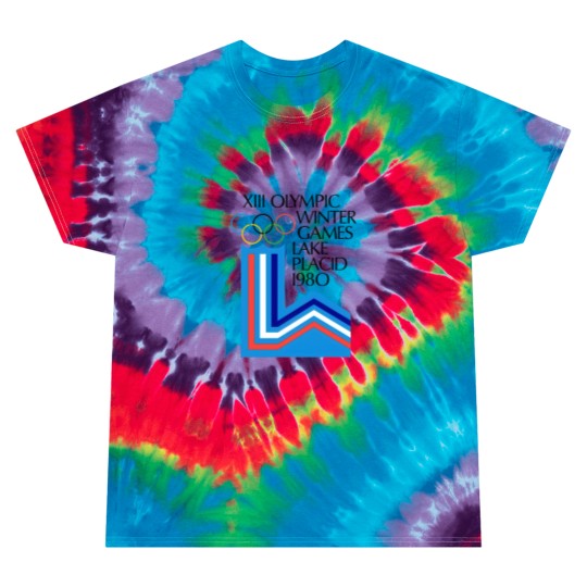 Discover Lake Placid 1980 Winter Olympics Men's Grey Tie Dye T Shirts Size S-5XL
