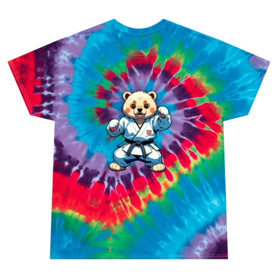 Discover AI Generated Karate Bear Cartoon Illustration Tie Dye T-Shirts