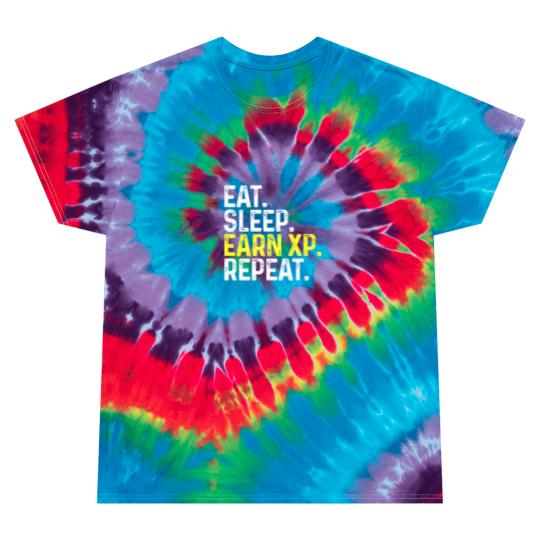 Discover Eat Sleep Earn XP Repeat Funny Gamer Gaming Tie Dye T Shirts