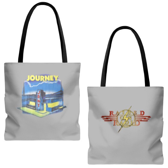 Discover Journey vintage Tote Bags (AOP) white concert tour raised on radio music rock