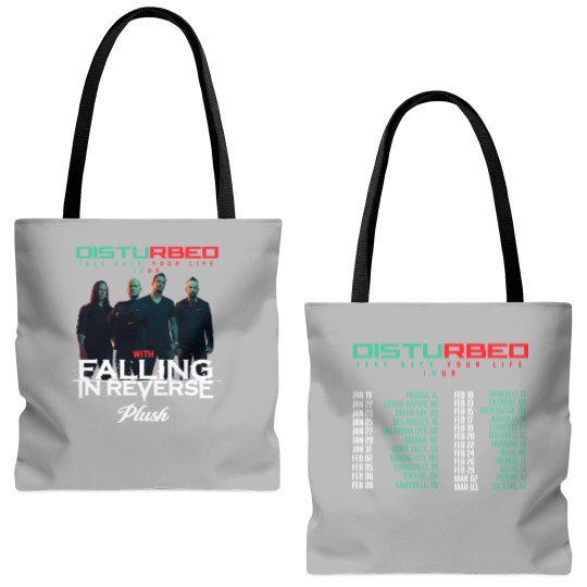 Discover Disturbed 2024 Tour Tote Bags (AOP), Disturbed Band Fan Tote Bags (AOP)