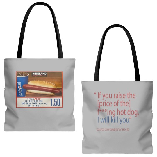 Discover Costco Kirkland Hot Dog Unisex Tote Bags (AOP), Costco Hot Dog Tote Bags (AOP)