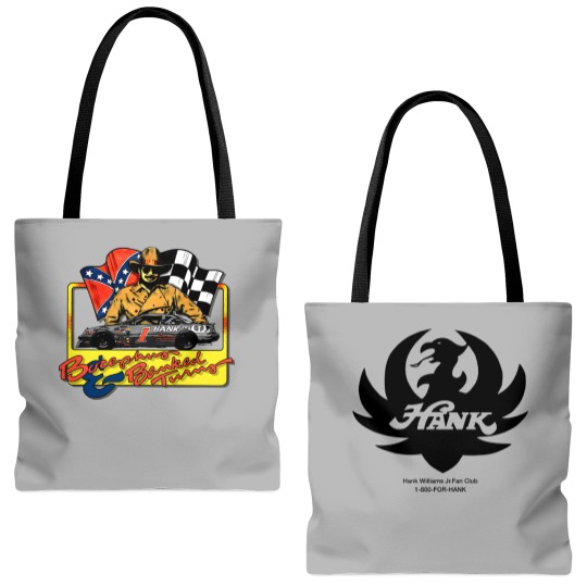 Discover 90s Hank Williams Jr. Racing Unisex Tote Bags (AOP), Hank Williams Jr Bocephus Country Band Tour Tote Bags (AOP)
