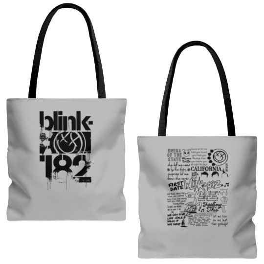 Discover Blink182 The World Tour 2023 Tote Bags (AOP), Blink Smile 182 Tote Bags (AOP), B182 Lyric Album Song