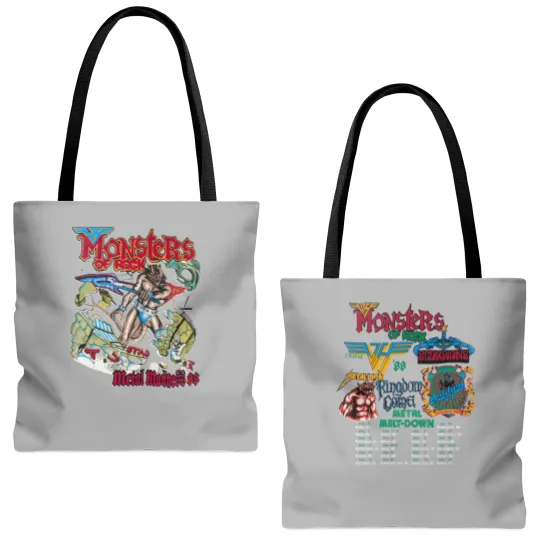 Discover Vintage 1988 van Monsters of Rock Concert Unisex Tote Bags (AOP)