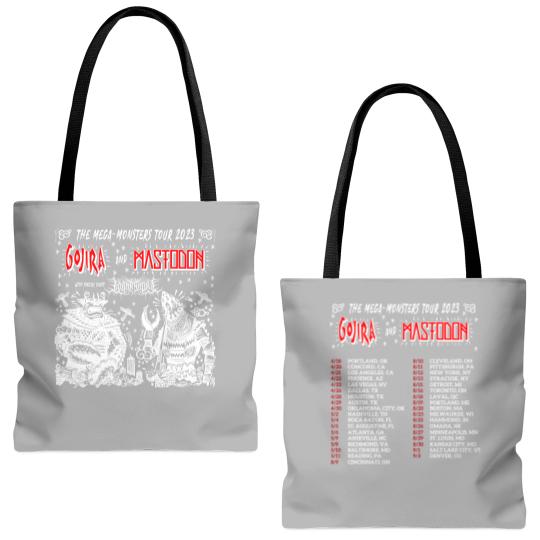 Discover Color Gojira and Mastodon The Mega Monsters Tour 2023 Tote Bags (AOP)