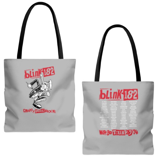 Discover 182 Blink Tote Bags (AOP) World Tour 2023 Band Concert Rock Music Tote Bags (AOP) Cotton Merch