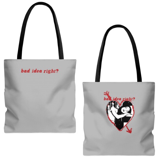 Discover Olivia Rodrigo Officially Licensed Bad Idea Right Graphic Tote Bags (AOP) Tote Bags (AOP) in White