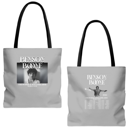 Discover Benson Boone Tote Bags (AOP), Fireworks and Rollerblades World Tour 2024 Tote Bags (AOP), Benson Boone Tour Merch