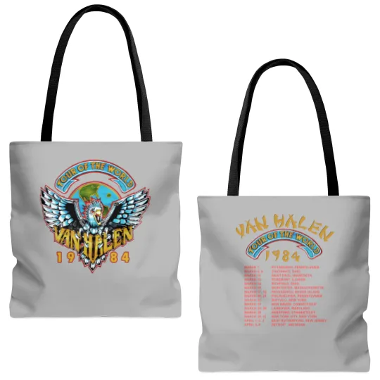 Discover Vintage 1984 van Tour Of The World For Men Women Unisex Tote Bags (AOP) All Size