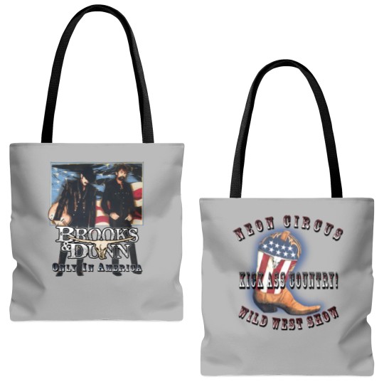 Discover Vintage 00's BROOKS AND DUNN Only In America Neon Circus Kick Ass Tote Bags (AOP)