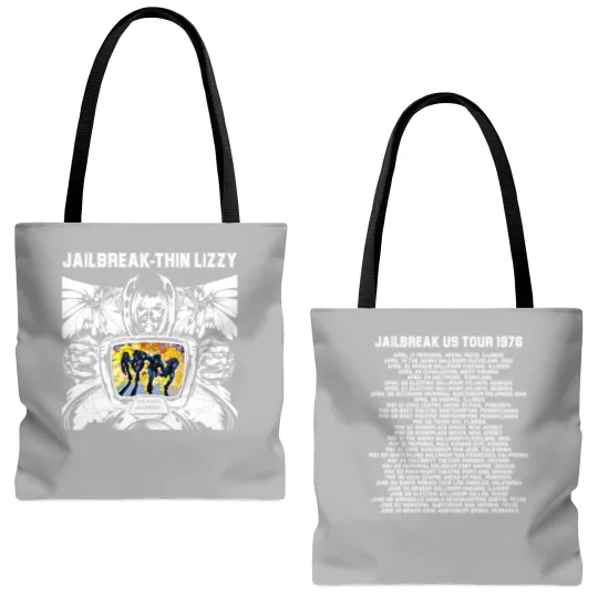 Discover Thin Lizzy 2 sides black Tote Bags (AOP)