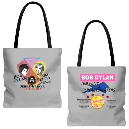 Discover Vintage 1986 Confessions Tour Tote Bags (AOP) Jerry Garcia Bob Dylan' Tom Petty' Tote Bags (AOP)