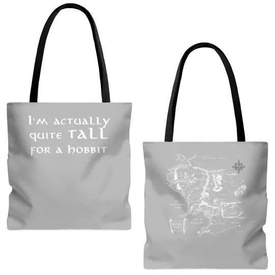 Discover LOTR Tote Bags (AOP), Tall for a hobbit Tote Bags (AOP), Funny Nerd Gift