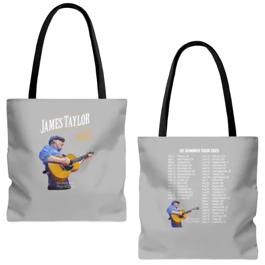 Discover James Taylor Summer Tour 2025 Tote Bags (AOP), James Taylor 2025 Concert, James Taylor Fan Tote Bags (AOP)