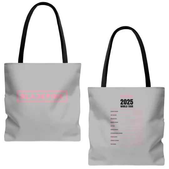 Discover Blackpink 2025 World Tour Dates Logo Unisex Tote Bags (AOP) Gift for Friend Size S-4XL