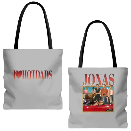 Discover Vintage Jonas Brothers Hot Dads Tote Bags (AOP)