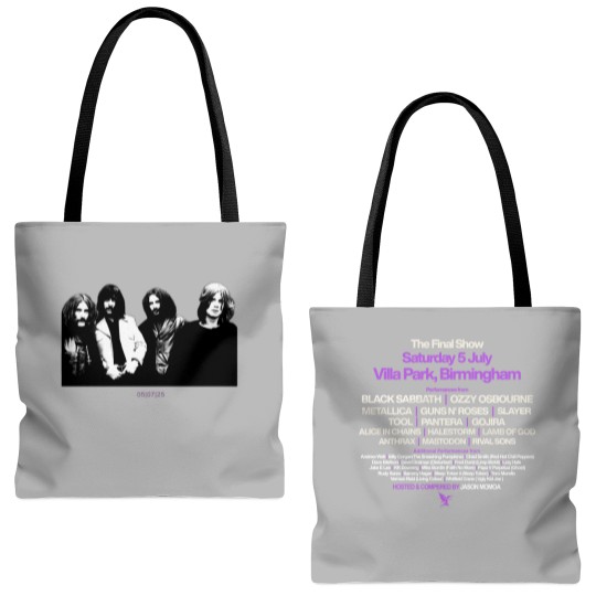 Discover Black Sabbath Band Photo The Final Show July 5 Back To The Beginning 2025 Tote Bags (AOP)