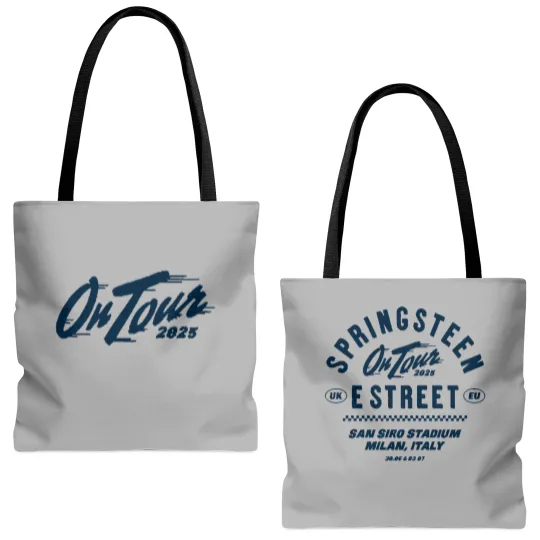 Discover Bruce Springsteen Milan 2025 Tour Tote Bags (AOP) – San Siro Stadium Two-Sided Tote Bags (AOP)