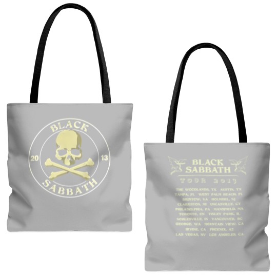 Discover Vintage 2013 Black Sabbath Tour 2 Sided Tote Bags (AOP) Cotton Black Unisex Tote Bags (AOP)