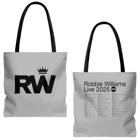 Discover Pop Music Tote Bags (AOP), Robbie Williams Fans Tote Bags (AOP), Robbie Williams Live 2025 Concert Tote Bags (AOP)