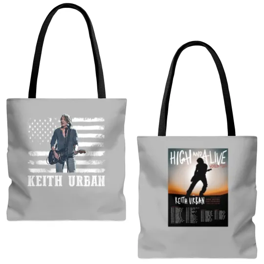 Discover Keith Urban Vintage Tote Bags (AOP), Keith Urban High And Alive Tour 2025 Tote Bags (AOP)