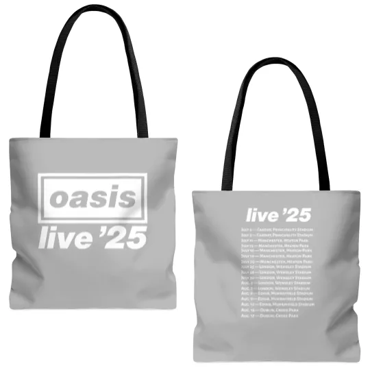 Discover Oasis Live 25 Tour Tote Bags (AOP) – Unisex Britpop Rock Heavyweight Tote Bags (AOP)