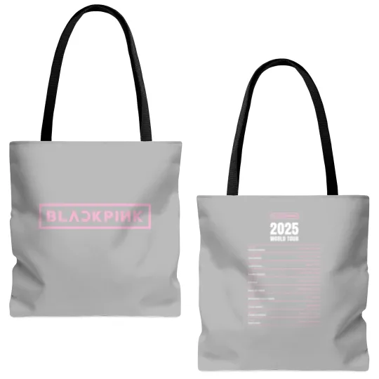 Discover Blackpink 2025 World Tour Dates Logo Unisex Tote Bags (AOP), Gift For Fans