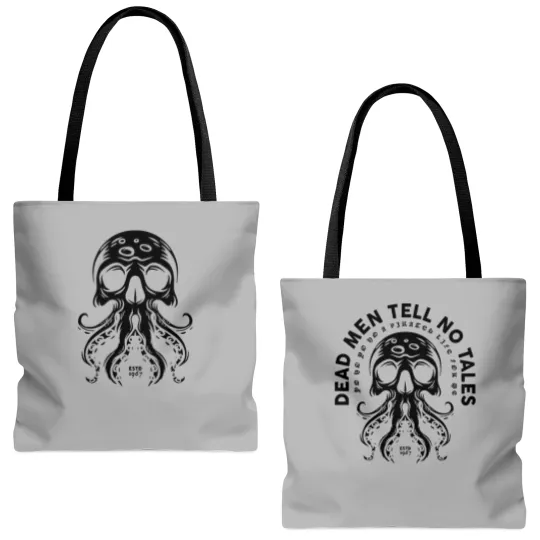 Discover Vintage Pirates Caribbean Dead Men Tell No Tales  Tote Bags (AOP), Pirates, Retro 90s Pirates Tote Bags (AOP)