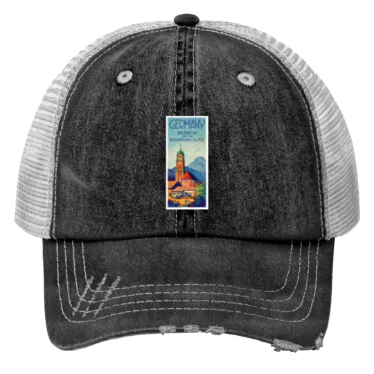 Discover Germany Munich and the Bavarian Alps vintage travel Trucker Hats