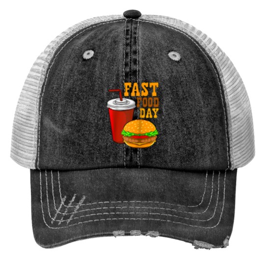 Discover Fast Food Day - Burger and Drink Menu Illustrati Trucker Hats
