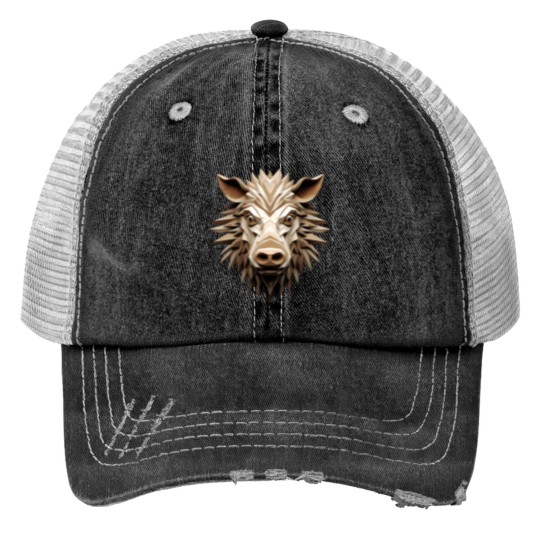 Discover 3D Cartoon Hog, wild boar, Logo, , Wall arts, Art Prints and More Trucker Hats