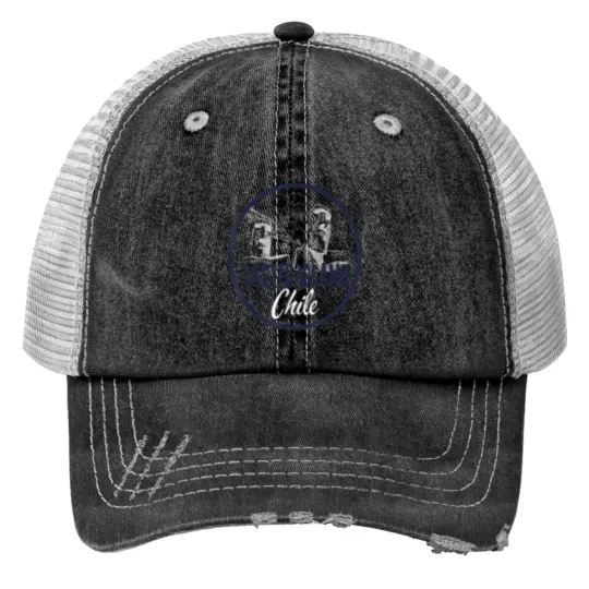 Discover Easter Island Rapa Nui Chile Distressed Souvenir Trucker Hats