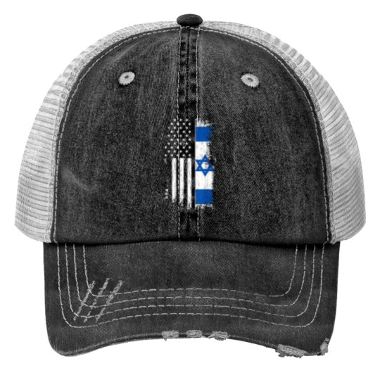 Discover israeli american flag pride israel usa Trucker Hats