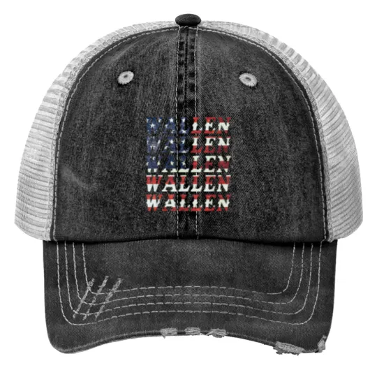 Discover Cute WallenAmerican Flag Red White Blue Merch Outfit Trucker Hats