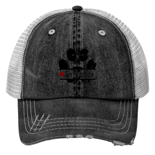 Discover Bernedoodle dog paw print Trucker Hats