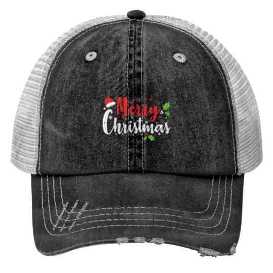 Discover Merry Christmas Xmas Winter Apparel Family And Kids Trucker Hats
