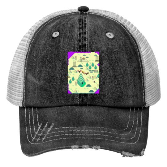 Discover Earthbound Magicant Map Graphic Trucker Hats