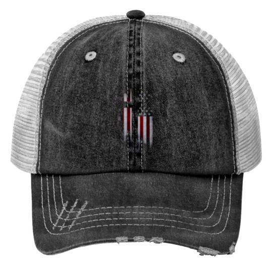 Discover Christian Cross in USA flag Trucker Hats