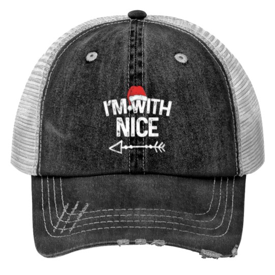 Discover I'm With Nice Matching Christmas Couples Costume Trucker Hats