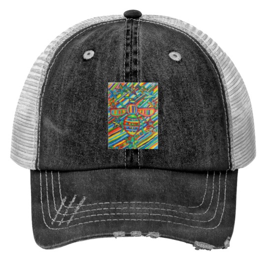 Discover Drawing Art Manchesteer bee Baseball ¾ Sleeve Trucker Hats