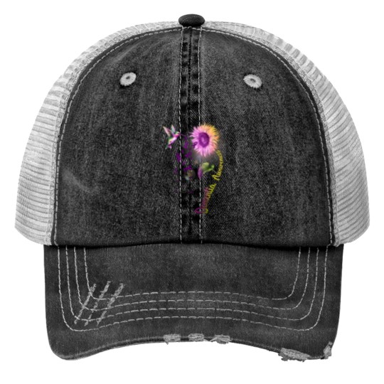 Discover Dementia Sunflower Hummingbird Trucker Hats