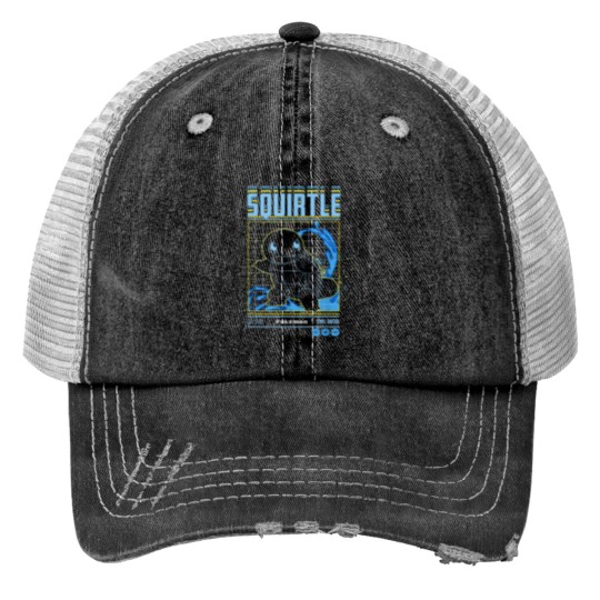 Discover Poket mons Squirtle Water Type Schematic Trucker Hats