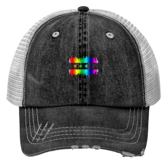 Discover Chicago Flag Skyline LGBT Gay Pride Parade Trucker Hats