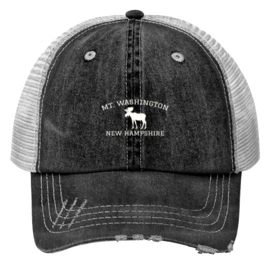 Discover Mt. Washington New Hampshire Moose Pullover Print Trucker Hat