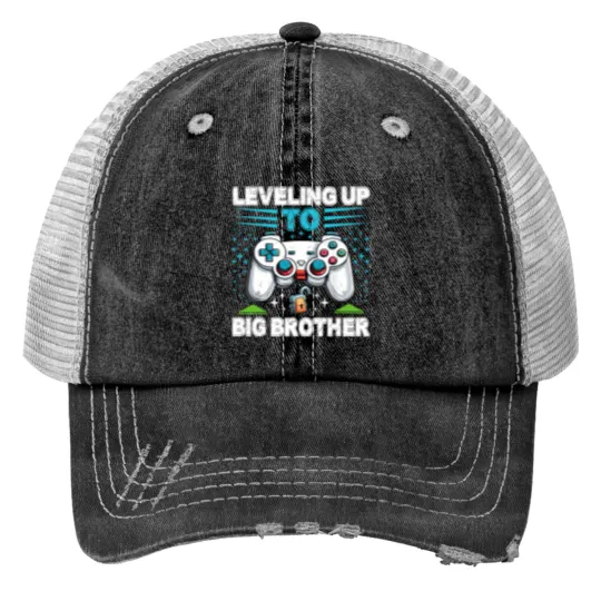 Discover Leveling up to Big Brother 2024 funny gamer Trucker Hats
