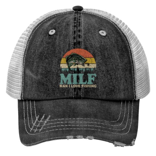 Discover vintage man i love fishing funny fishing fisherman Print Trucker Hats